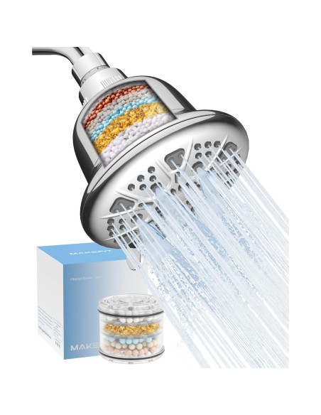 Cabezal de Ducha Filtrado MakeFit 7 Modos Alta Presión Cromo