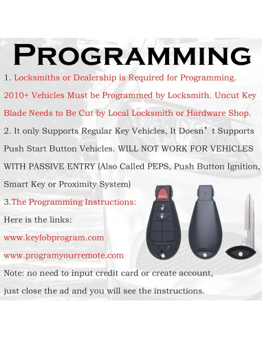 Control Remoto Entrada Sin Llave SUPALAND 3 Botones Dodge Ram 2013-2021