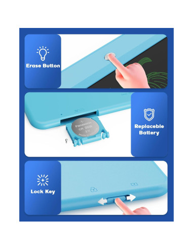 Tableta de Escritura LCD Bravokids 10 Pulgadas Azul