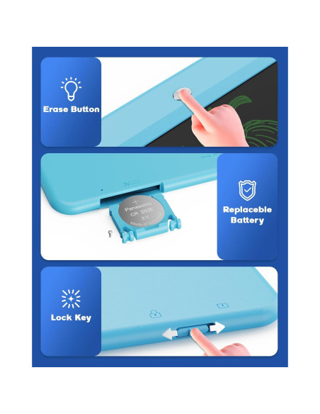 Tableta de Escritura LCD Bravokids 10 Pulgadas Azul