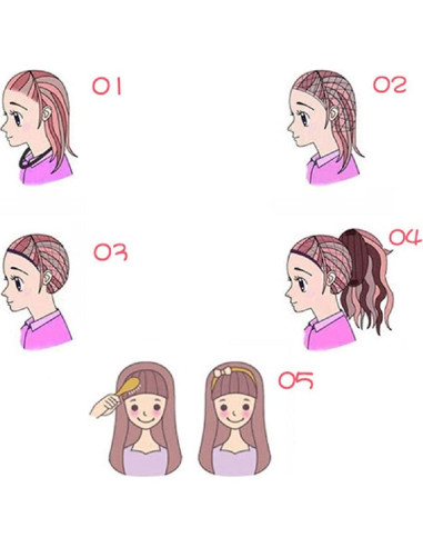 Peluca Ondulada Pastel Anfei para Mujeres 68 cm Negra