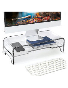 Soporte Elevador de Monitor AMT Acrílico 2 Niveles 14 cm