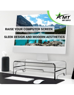 Soporte Elevador de Monitor AMT Acrílico 2 Niveles 14 cm 2