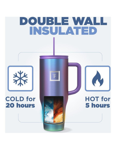 Taza Aislada IRON FLASK 1.18 L con 2 Tapas - Lavanda