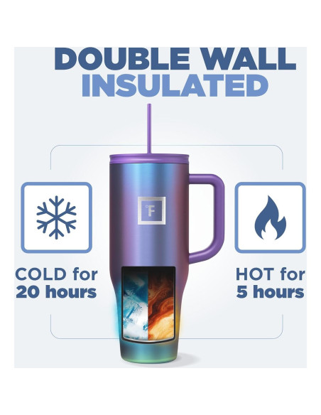 Taza Aislada IRON FLASK 1.18 L con 2 Tapas - Lavanda