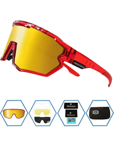 Gafas de sol deportivas GIEADUN con 3 lentes intercambiables