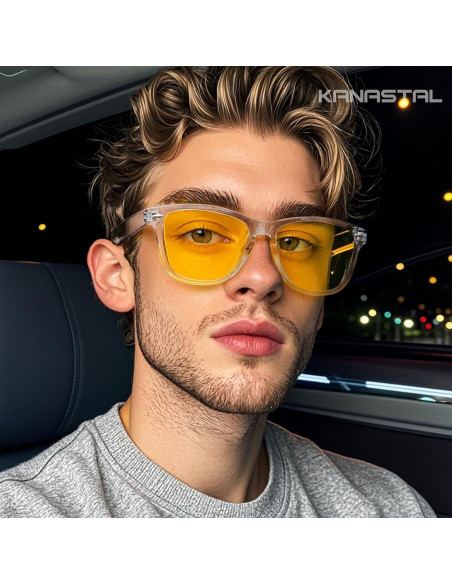 Gafas de sol KANASTAL UV400 amarillas retro para noche
