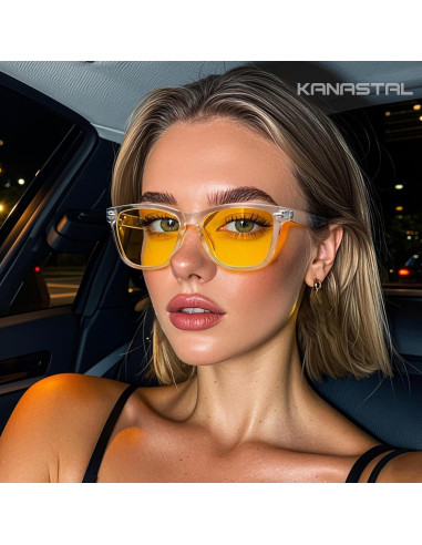 Gafas de sol KANASTAL UV400 amarillas retro para noche