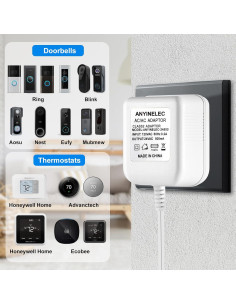 Transformador de Timbre 24V ANYINELEC 7.92m para Ring y Nest 2