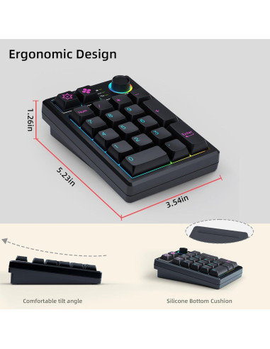 Teclado Numérico Inalámbrico K19 Bluetooth RGB 331g