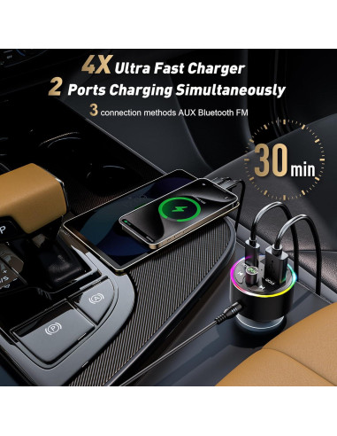 Transmisor FM Bluetooth 5.3 SOARUN Cargador Rápido 54W