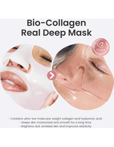 Mascarilla Facial Bio-Colágeno Elvira - Hidratante Noche 4 Pzas