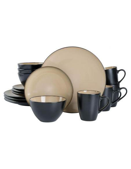 Juego de vajilla cerámica Gibson Soho Lounge 16 piezas topo