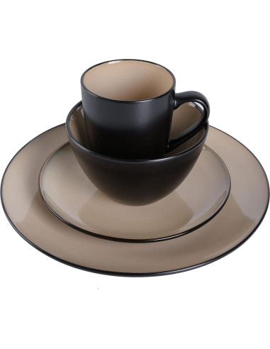 Juego de vajilla cerámica Gibson Soho Lounge 16 piezas topo