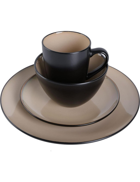 Juego de vajilla cerámica Gibson Soho Lounge 16 piezas topo