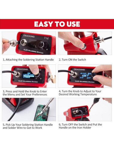 Estación de Soldadura Inalámbrica Deackimei 18V, Temperatura Ajustable