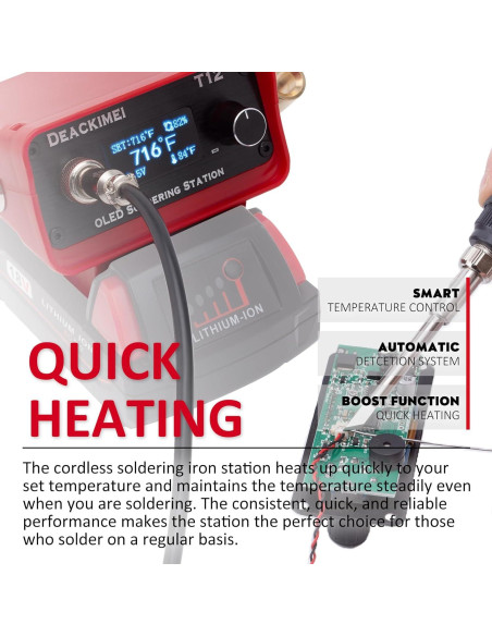 Estación de Soldadura Inalámbrica Deackimei 18V, Temperatura Ajustable
