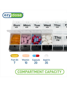 EZY DOSE Planificador de Pastillas Semanal 7 Días AM/PM 2
