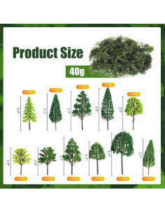 Tigeen 28 Piezas Árboles Miniatura y Musgo Verde Artificial 2