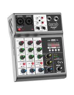 Mezclador de Audio Aveek 4 Canales Bluetooth USB 48V