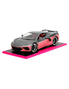 Coche de Fundición Jada Toys 2020 Chevy Corvette 1:24 Gris/Rosa