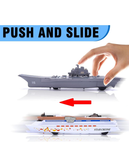 Juego de 2 Barcos Portaviones y Crucero Crelloci 24x5.5cm