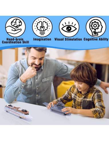 Juego de 2 Barcos Portaviones y Crucero Crelloci 24x5.5cm