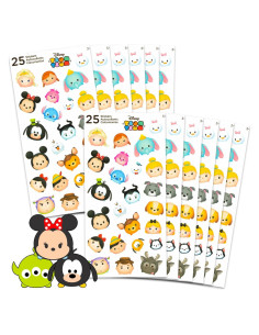 Stickers Tsum Tsum Disney - 12 Hojas para Fiestas Niños