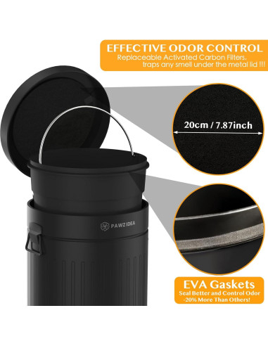 Cubo de Basura PAWZIDEA 11.7L para Excremento de Perro Negro