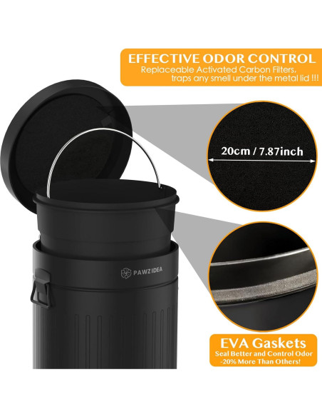 Cubo de Basura PAWZIDEA 11.7L para Excremento de Perro Negro