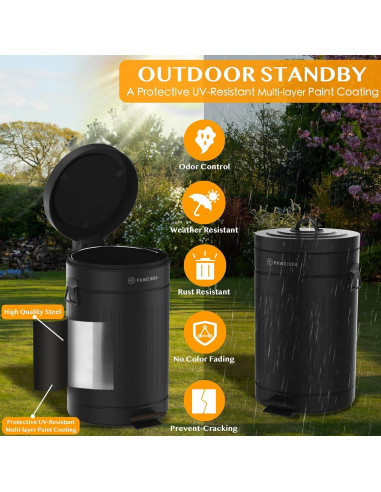 Cubo de Basura PAWZIDEA 11.7L para Excremento de Perro Negro