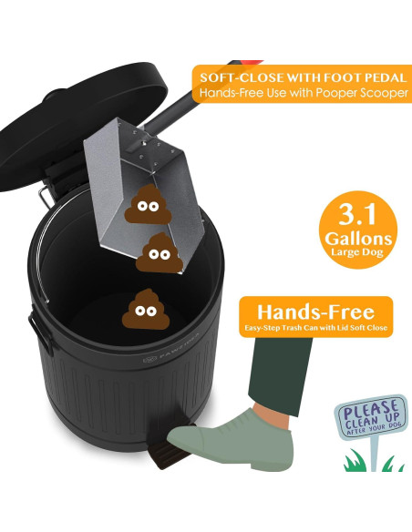 Cubo de Basura PAWZIDEA 11.7L para Excremento de Perro Negro