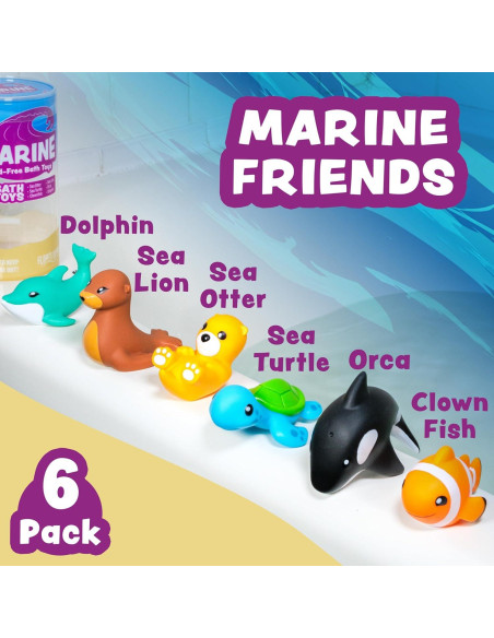 Juguetes de Baño Sin Moho Tub Works Marino - 6 Piezas
