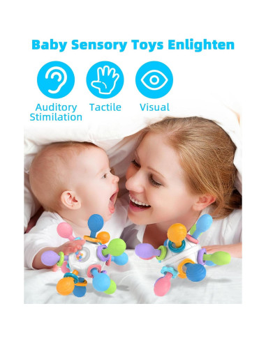 Juguetes de Dentición Montessori Bebés 0-12 Meses Blanco