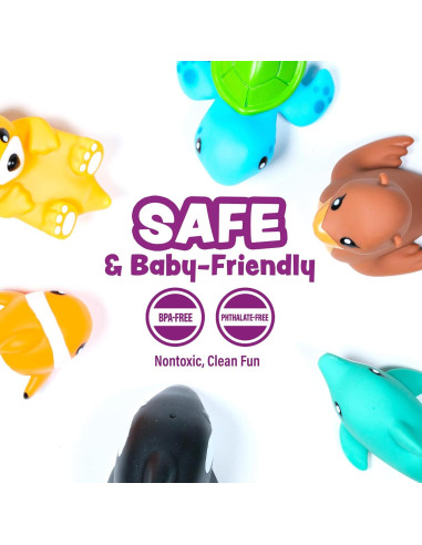 Juguetes de Baño Sin Moho Tub Works Marino - 6 Piezas