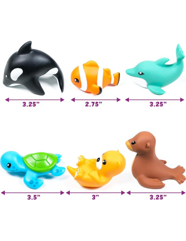 Juguetes de Baño Sin Moho Tub Works Marino - 6 Piezas