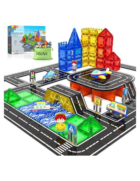 Juego de carretera magnético 112 piezas IGIVI para niños