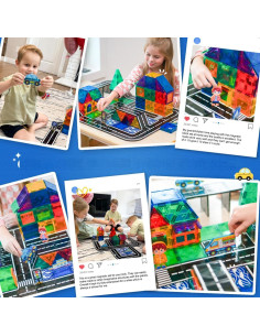 Juego de carretera magnético 112 piezas IGIVI para niños 2