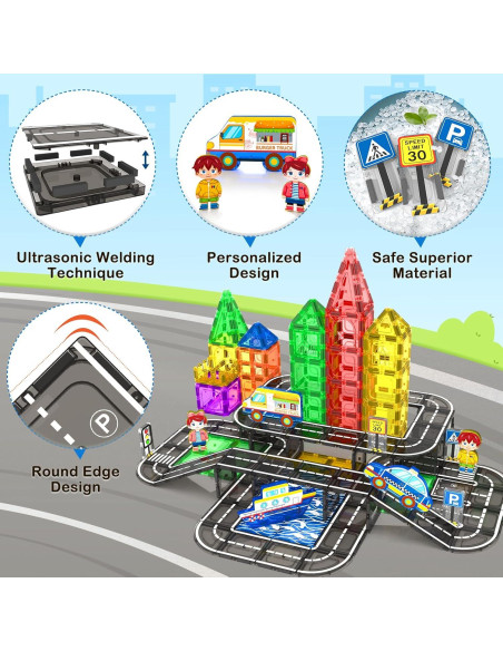 Juego de carretera magnético 112 piezas IGIVI para niños