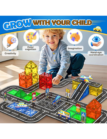Juego de carretera magnético 112 piezas IGIVI para niños