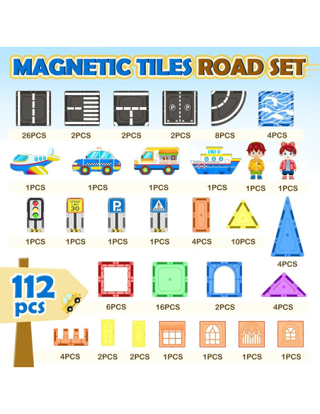 Juego de carretera magnético 112 piezas IGIVI para niños
