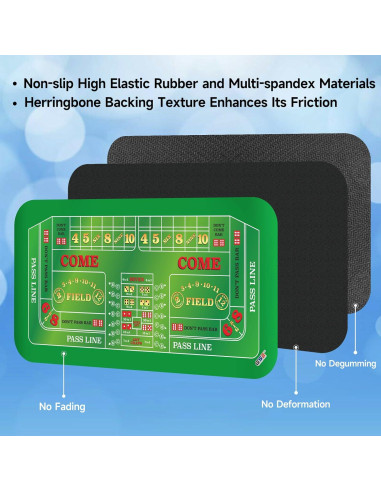 Tapete de Juego Craps GSE Doble Dealer Antideslizante 178x89cm