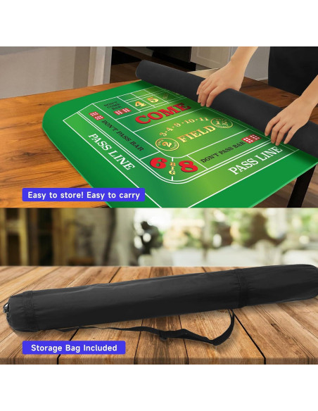 Tapete de Juego Craps GSE Doble Dealer Antideslizante 178x89cm