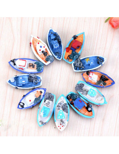 4 Barcos Miniatura Casa de Muñecas Mediterránea 5x3 cm 2