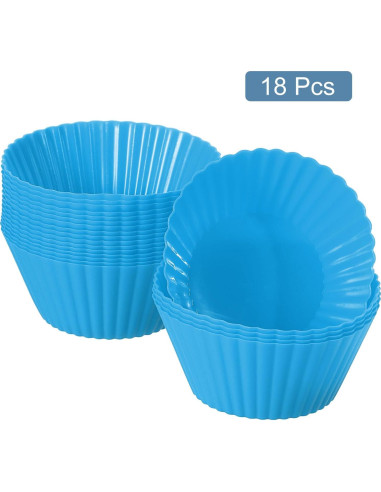18 Moldes de Silicona para Cupcakes uxcell - Redondos, Antiadherentes