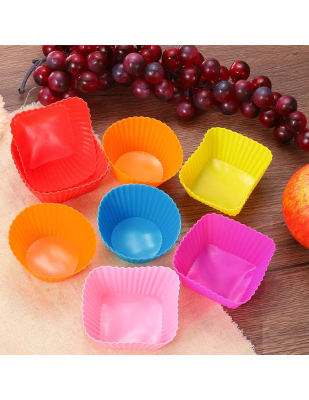 18 Moldes de Silicona para Cupcakes uxcell - Redondos, Antiadherentes