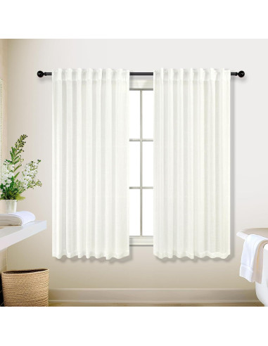 Cortinas de Baño KOUFALL 52x137 cm Semitransparentes Marfil