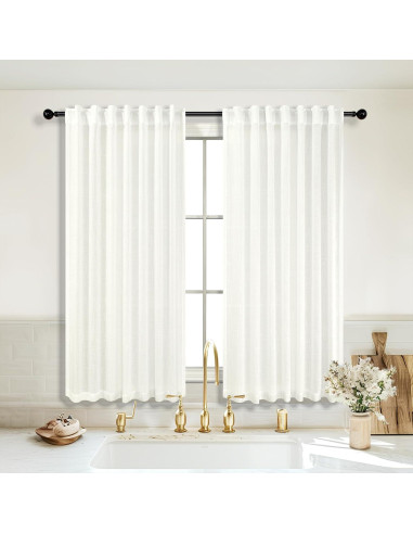 Cortinas de Baño KOUFALL 52x137 cm Semitransparentes Marfil
