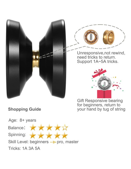 Yoyo Profesional LESHARE No Responsivo con Cuerdas y Guantes