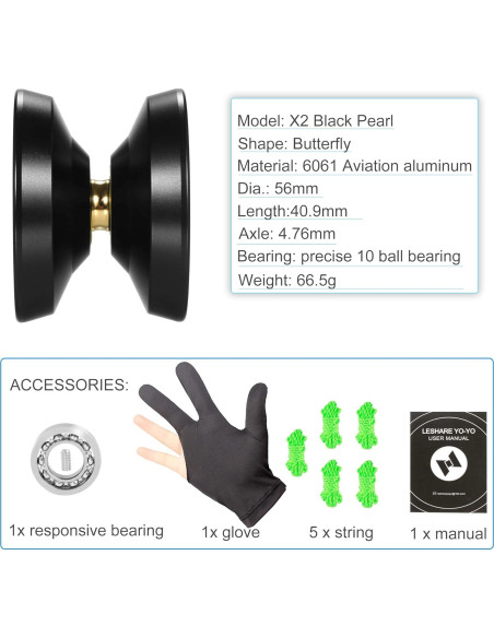 Yoyo Profesional LESHARE No Responsivo con Cuerdas y Guantes